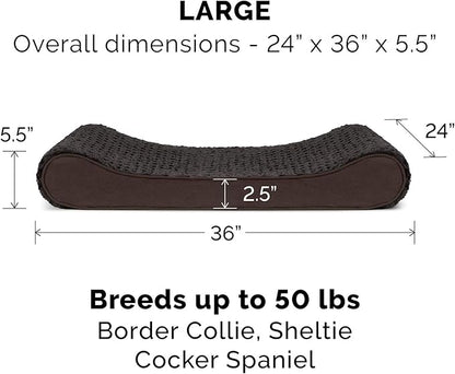 Furhaven Replacement Dog Bed Cover Ultra Plush Faux Fur & Suede Contour Luxe Lounger, Machine Washable - Chocolate, Large