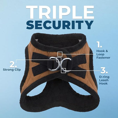 Best Pet Supplies - All Weather Plush, Reflective, No Pull Harness for Small, Medium Dogs, Cats - Secure with Hook & Loop Fastener, Buckle, Double D-Rings - Beige Plush, M