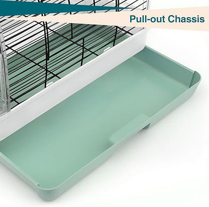 GarveeHome Portable Bird Cage Carrier, Small Bird Cage with Perches, Food Bowls and Tray, Bird Carrier for Parakeets, Canaries, Lovebirds, Small Quaker, Cockatiels, Budgie, Green Cheek