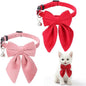 2Pcs Cat Collars for Girl Cats Breakaway Pink Cat Collar with Removable Bow Adjustable Kitten Collar with Bell for Cute Kitten Girl Cats （Pink Red）