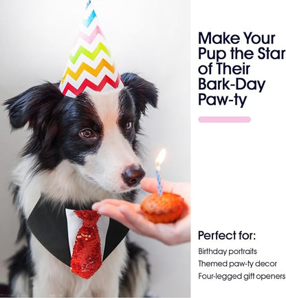 FUAMEY Dog Tie Bandanas,Formal Dogs Wedding Tuxedo Attire Puppy Collar with Ties Birthday Puppy Costume Adjustable Party Ball Tux,Doggies Valentines Cosplay for Small Medium Large Pet S