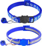 2 Pack Breakaway Cat Collars with Bells, Reflective Design and Claw Print Design, Safety Buckle Kitten Collars Adjustable from 7.5 to 12.5 Inches (Navy Blue)