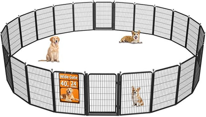 Dog Fence Outdoor Pens Outside,Portable Dog Play Pen 40" H 24 Panels Pet Playpen Exercise Pens for Puppys Small Medium Large Dogs RV Camping Yard Garden Indoor Wide Gate