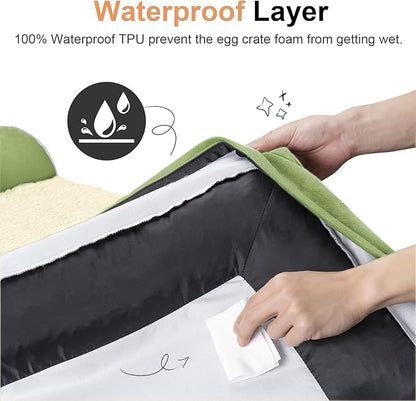 Large Dog Bed Orthopedic Washable: Beds Bolster XXL Bed Big XLarge Dogs Egg Crate Foam Sofa Couch Waterproof Removable Cover - Grass Green