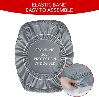 Dog Bed Covers 2 Pack Soft Plush Replacement Washable, Waterproof Pet Mattress Bed Liner Grey 44x32 Inches, for Dog/Cat, Cover Only
