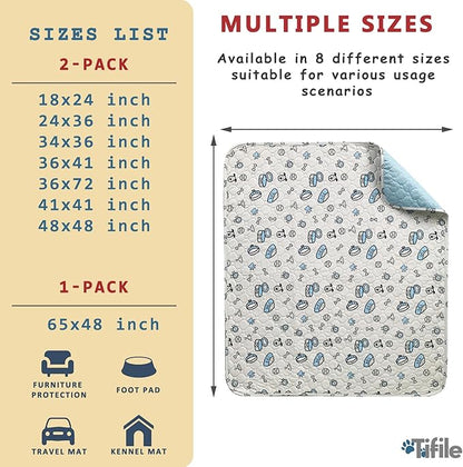 Washable Pee Pads for Dogs, 1 Pack Reusable Puppy Pad, Absorbent Whelping With Bone Print, Non-Slip Waterproof Pet Training for Couch, Crate, Potty Training - 65x48in