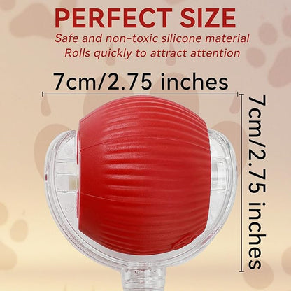 Interactive Electric Automatic Rolling Moving Rechargeable Self Play Stimulation Toy,Smart Pet Chase Ball with Speedy Tail Rope for Bored Indoor Cats Enrichment,stimulating Dogs Toy (Red)
