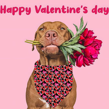 Valentines Dog Bandana Reversible Triangle Bibs Scarf Mother's Day Bandanas for Medium Large Dogs