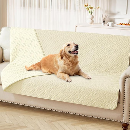 hyha Waterproof Dog Blanket, Soft Dog Bed Cover Pet Blankets, Waterproof Sofa Couch Cover for Dogs Washable, Reversible Pet Couch Covers for Sofa Furniture (68x82 Inch, Beige/Beige)