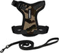 Voyager Escape-Proof Step-in Lock Cat Harness & 5ft Neoprene-Handle Leash Set All-Weather Mesh with Reflective Stitching for Small to Large Cats by Best Pet Supplies, Army/Black Trim, S