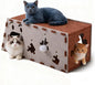 Large Felt Cat Cave & Tunnel with Hanging Balls, Built-in Scratcher - Modular Peekaboo Cat Hideaway House for Large Breed Cats, Stackable Play & Rest Bed