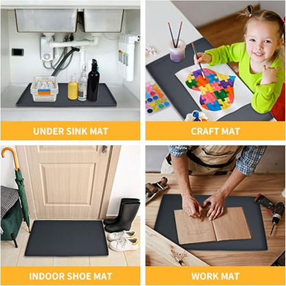 Dog Food Mat,Silicone Waterproof Food Tray,Non Slip Pet Bowl Mats Placemat,1" Raised Edge,Suitable for Most Small and Medium Sized Pets,32" x 24"