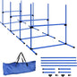 PawHut 4 Piece Dog Agility Training Equipment for Dog Agility Course with Adjustable Height Jump Bars, Included Carry Bag, & Displacing Top Bar, Blue