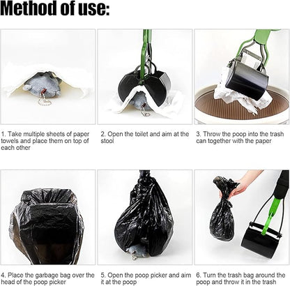 Pet Pooper Scooper, Long Handle Folding Poop Scoop, Stable Jaw Scoop Easy for Small Pet Poop, Pick Up Animal Waste Dog Puppy Cat Waste Picker Cleaning Tools Outdoor Dog Pooper Scooper(green+black)