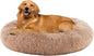 Sweetcrispy Donut Dog Bed, XL Large Round Calming Cat Bed with Washable Waterproof Cushion, Anti-Anxiety & Anti-Slip Fluffy Cuddle Cozy Faux Fur Plush for Pet Puppy Indoor Sleeping(37.4"x3.47",Brown)