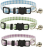 Breakaway Cat Collars with Bell, Set of 3, Durable & Safe Cute Kitten Collars Safety Adjustable Kitty Collar for Cat Puppy 7.5-11in (Plaid-2)