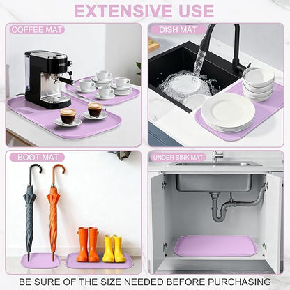 Small Silicone Pet Food Mat with Raised Edge for Food and Water Bowl, Square Dog Feeding Mats, Cat Food Trays for Floor Waterproof, Rubber Tray for Dogs and Cats, 12 x 12 x 0.7 Lavender