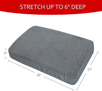 Dog Bed Covers 2 Pack Soft Plush Replacement Washable, Waterproof Pet Bed Liner Grey 36x27 Inches, for Dog/Cat, Cover Only