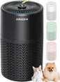 AIRROMI Pets Air Purifier for Home Allergies,Up to 660 ft².HEPA Deodorizing Activated Carbon Filter,With Fragrance Sponge for Better Sleep,Night Light,Pet Dander,Smoke,Odors,Air Cleaner A2002 Black