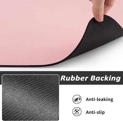 Dog Food Mat - Absorbent Cat Mat for Food and Water, No Stains Pet Feeding Bowl Mat, Easy to Clean Pet Placemats, Quick Dry Dog Water Dispenser Mat for Messy Drinkers | Paw Pink 24"x36"
