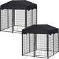 Dog Kennel Outside, 4.5' x 4' x 4' Dog Kennel Outdoor with Roof for Medium Small Dogs, Outdoor Dog Cage Dog Pen with Waterproof & UV-Resistant Cover, 12 Nails for Stablility, 2 Sets