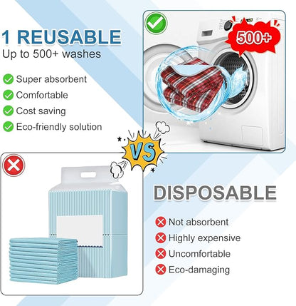 OUTCREATOR® Washable Bed Pads 34" x 54" (Pack of 2) for Incontinence Mattress Protector, Reusable Underpads for Elderly, Adults, Kids, Pets with Anti-Slip Bottom (Red Plaid)