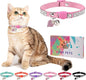 Rhinestone Cat Collar Breakaway with Bell, Diamond Cat Collar with Safety Buckle Quick Release for Girl Boy Small Kitten Pets Puppy,Cute Soft Female Male Cat Collars, Color Pink 7-9"