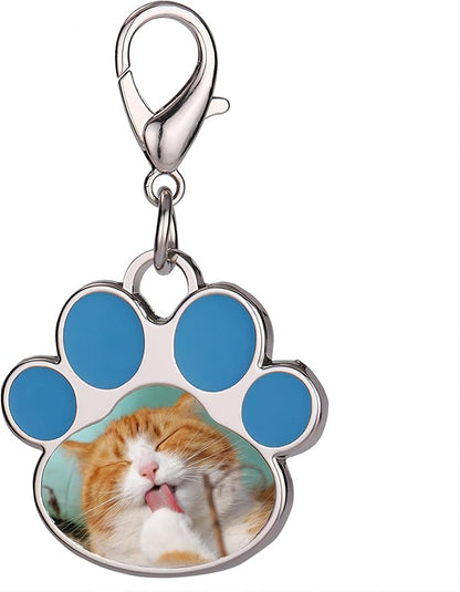 Custom Pet Photo Keychain Personalized Photo Pawprint Dog Tag Keychain Engraved Keyring Animal Pet Lover