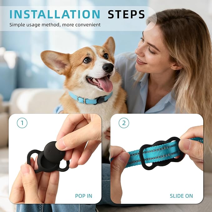 Android GPS Dog Collar (2 Pack), Mini Dog GPS Tracker, Smart Pet Activity Tracker, No Subscription, GPS Cat Collar Certified Finder, Anti-Lost, Finder Tag for Vehicles, Pets, Kids, Items