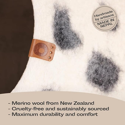 MEOWFIA Cat Cave – Premium Felt Cat Bed for Indoor Cats, Handmade Merino Wool (Snow Leopard, Medium)