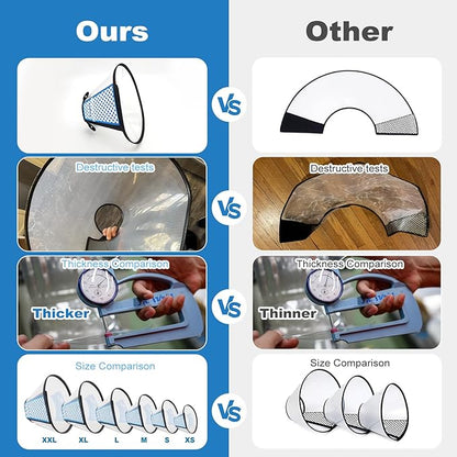 Supet Dog Cone Collar Adjustable After Surgery, Comfortable Pet Recovery Collar & Cone for Large Medium Small Dogs, Elizabethan Dog Neck Collar Plastic Practical （L）