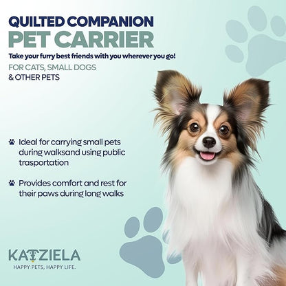 Deluxe Quilted Airline Approved Pet Dog & Cat Carrier for Airplane Travel - by Katziela (Large, Gray)