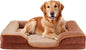 Sweetcrispy Orthopedic Dog Bed, XL Large Memory Foam Puppy Cat Bed with Washable Waterproof Removable Cover & Non-Slip Bottom for Pet Calming Sleeping (42"x32", Brown)