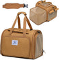 Pet Backpack Carrier for Small Dogs Medium Cats, Puppies,Breathable and Collapsible Design, Portable Travel Bag for Bearded Dragon,Rabbit Cage (Brown +One-Shoulder, Small)