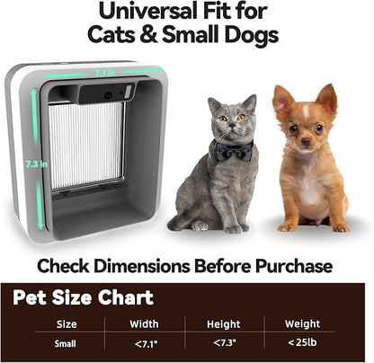 Smart Cat Door with Face Recognition – No Collar Needed, Keyless Entry for Cats（Outer Size 11.4"x10.4"）, App-Controlled Cat Door, Dual Power: Rechargeable Battery or Plug-in