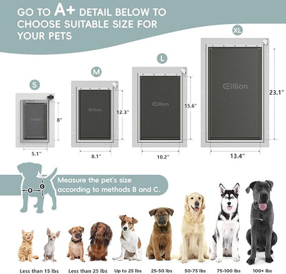 Cat Door for Wall Dog Door for Wall Exterior, 3-Flap Small Pet Door for Walls, All-Metal Frame and Telescoping Tunnel, Pets Up to 15 Lb (Small Size)