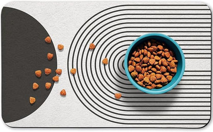 Dog Food Mats for Floors Waterproof, Cat Water Bowl Mats Pet Feeding Absorbent Mat Placemats for Food and Water Black Bohemia 16 * 24 inch