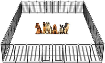 Heavy Duty Dog Playpen: 32 Steel Panels 47" Height, Square Steel Pipe with Reinforced Crossbars, 71FT 406 Sq.ft Portable Fence for Yard RV Camping, Snowy Black