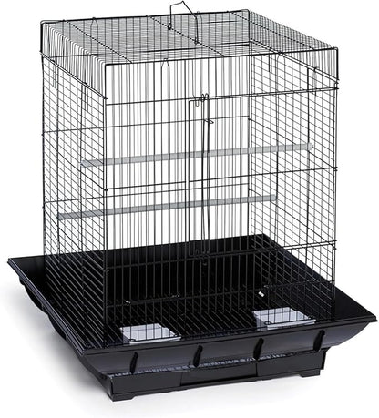Metal Bird Cage 24 Inch High, Parrot Cage with Pull-Out Tray and 2 Perches, Bird Carrier for Parakeet, Cockatiels, Budgies and Small Medium Sized Birds Black