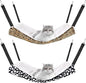 Jetec 2 Pack Cat Hammock for Cage, Catio Accessories Reversible Soft Cats Bed with Adjustable Straps and Hooks Double-Sided Linen and Fleece Hanging Hammock for Cats, Kitten(Leopard and Dot,L)