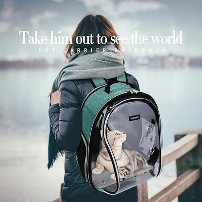 BAGLHER Cat Carrier Backpack Bubble - Fit Up to 18 Lbs - Airline-Approved Dog Backpack Carrier for Small Pets Puppies Dogs Bunny, Space Capsule Dog Carrier Backpack for Travel Outdoor Hiking, Green