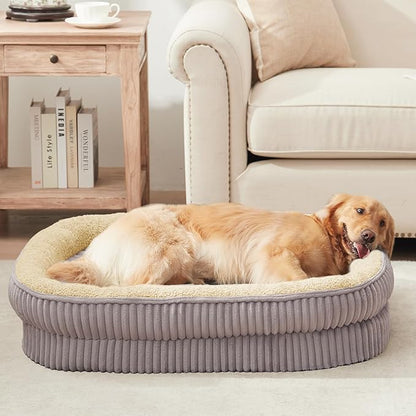 Orthopedic Dog Bed for Medium Dogs Breeds, High Density Egg Crate Foam Dog Sofa Beds,Oval Kennel Bed, Pet Couch Bed with Four Sided Bolster, Removable Washable Cover& Non-Slip Bottom
