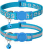 Taglory Reflective Cat Collar Breakaway with Bells, 2 Pack Girl Boy Pet Cat Collar Adjustable 7.5-12.5 Inch, Sky Blue