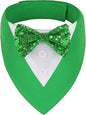 ADOGGYGO St.Patrick's Day Dog Tuxedo Bandana, Green Pet Tux Collar with Bowtie Adjustable St Patricks Costume for Medium Large Dogs Pets (L)