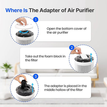 Air Purifiers for Bedroom Home with Sleep Mode for Smoke Pet Dander Odors, Small Air Purifier with Fragrance Sponge, Blue Ambient Light, 23dB Quiet, 2 Pack White
