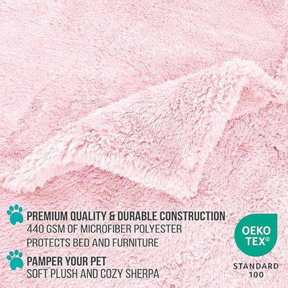 PetAmi Fluffy Waterproof Dog Blanket for Small Medium Dogs, Soft Warm Pet Sherpa Throw Pee Proof Couch Cover, Reversible Cat Puppy Bed Blanket Sofa Protector, Plush Washable Pad (Pink Blush, 29x40)