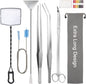 Extra Long Aquarium Aquascaping Tools Kit 8 in 1, Liveek Stainless Steel Aquarium Plant Tools Long Fish Tank Aquascape Tweezers Scissors Scrapers, PH Paper, Fish Net, Aquascape Clean Brush, Bag