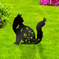 Bnesi Floral Long-Haired Cat Yard Decor Pet Grave Markers Metal Sign Silhouette Garden Ornament Pet Grave Markers Outdoor Cat Memorial Gift Flowerbed Decor (Elegant)
