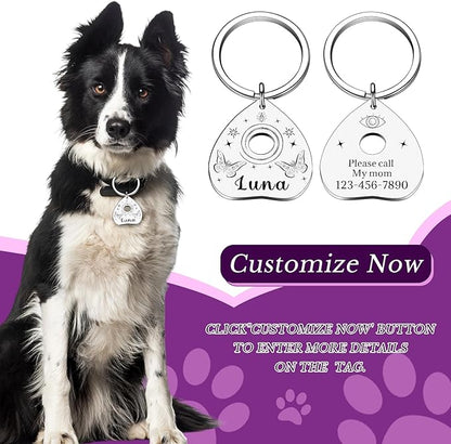 Goth Cat Tags Personalized Halloween Gifts for Dogs, Spooky Pet ID Tags,Boo Basket Stuffers, Summon My Mom Dad,Custom Anti-Lost Dog Name Collar Plate for Small Large Dogs Cats