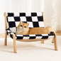 Solid Wood Cat Couch Bed for Indoor Cats, Modern Cat Sofa with Ultra-Soft Plush Surface Washable, Reclined Backrest, Elevated Plush Cat Lounge for Small to Adult Cats, Black & White